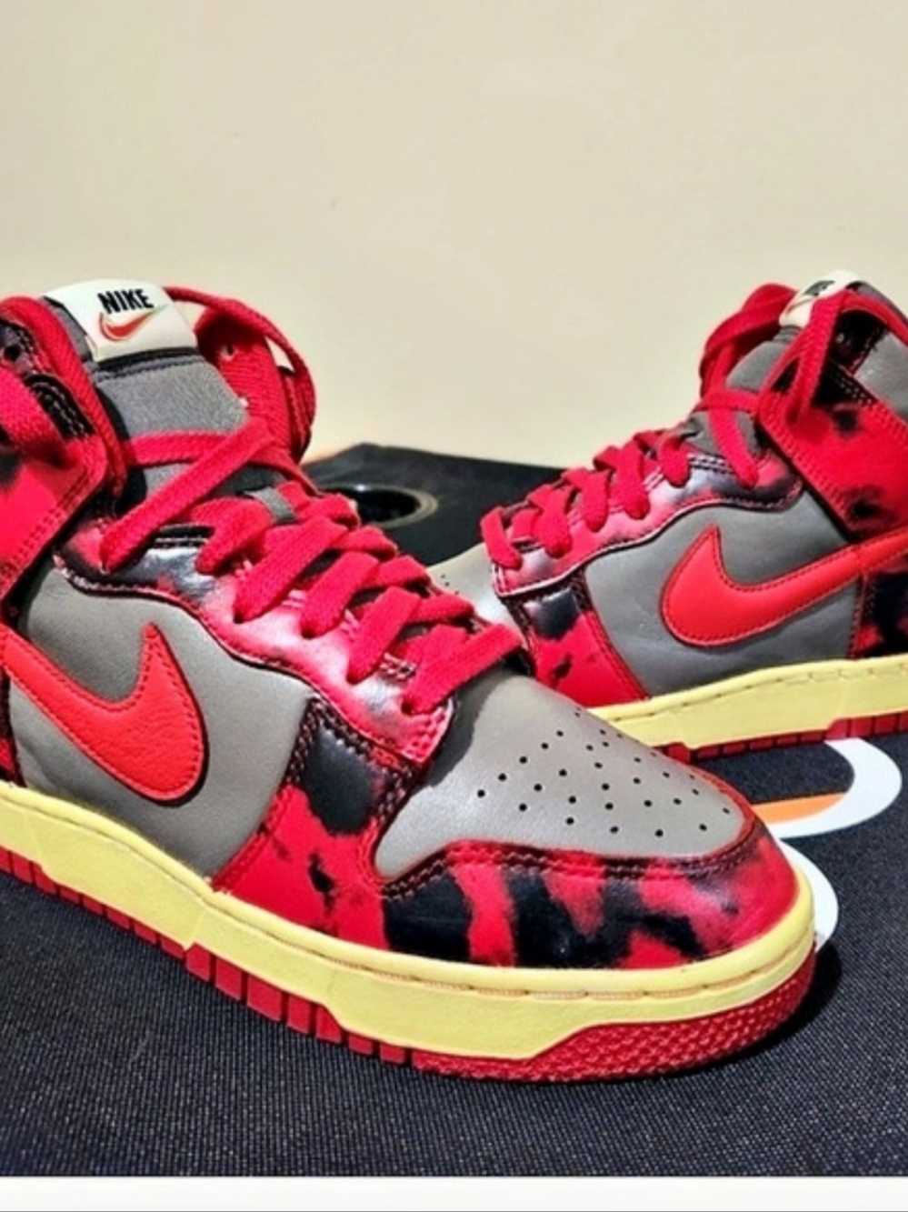 Nike Dunk High-Top Sneakers in Red & Gray Size 6 Men/Youth